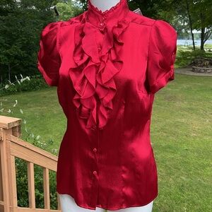 NWT Worthington retro ruffle blouse M